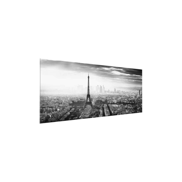 Glass prints architecture and skylines The Eiffel Tower From Above Black And White