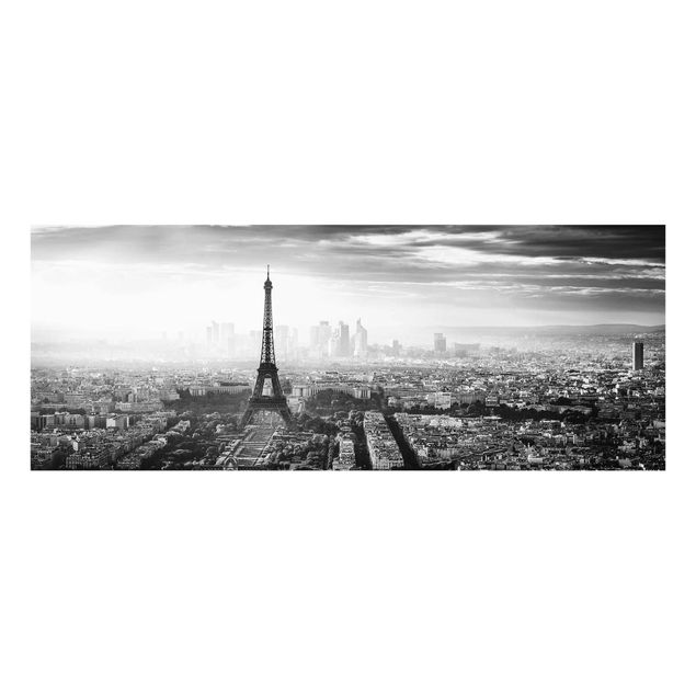Glass prints black and white The Eiffel Tower From Above Black And White
