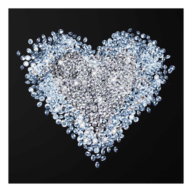 Glas Magnettafel Diamond Heart