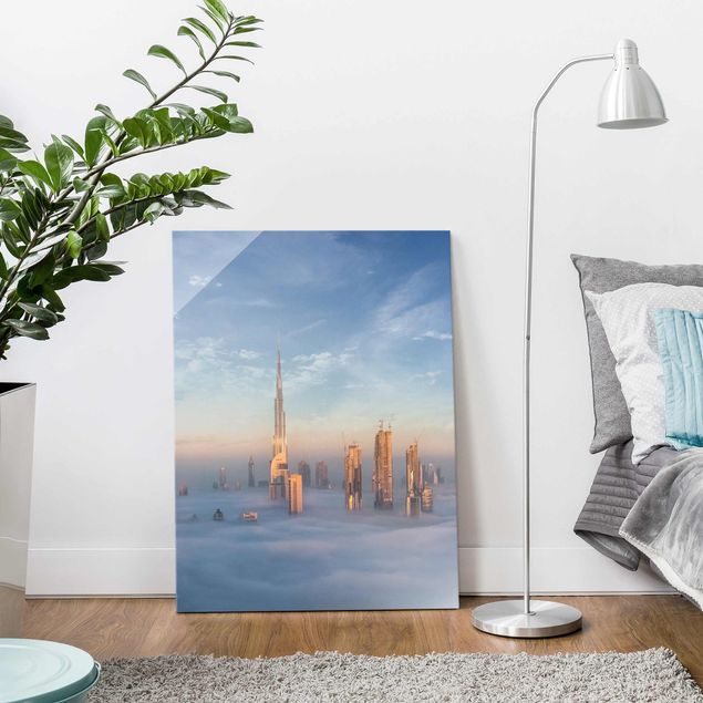 Glass prints architecture and skylines Dubai Above The Clouds