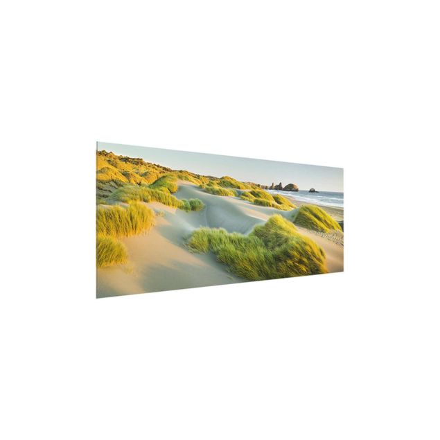 Glass prints landscape Dunes And Grasses At The Sea