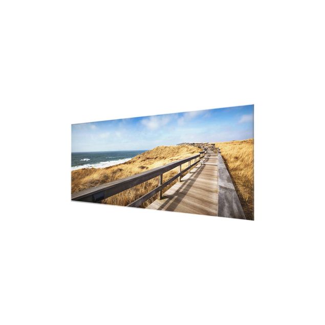 Glass prints landscape Path between dunes at the North Sea on Sylt