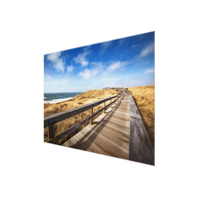 Glass prints landscape Path between dunes at the North Sea on Sylt