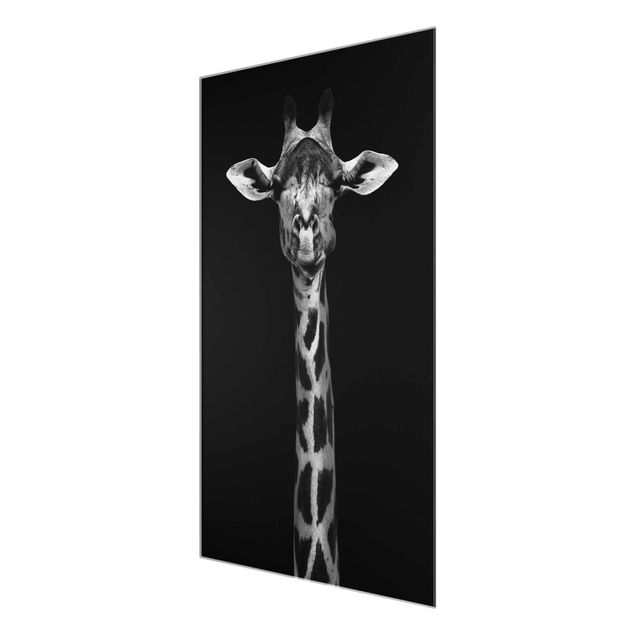 Prints black and white Dark Giraffe Portrait