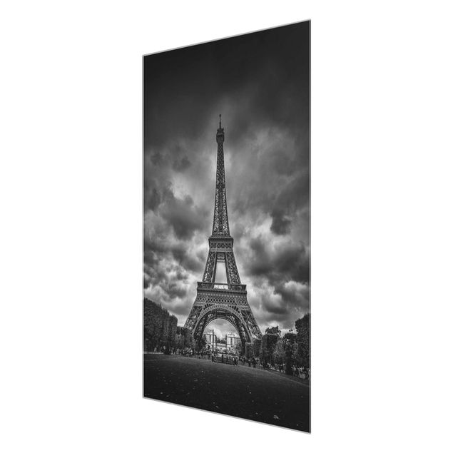 Skyline wall art Eiffel Tower In Front Of Clouds In Black And White
