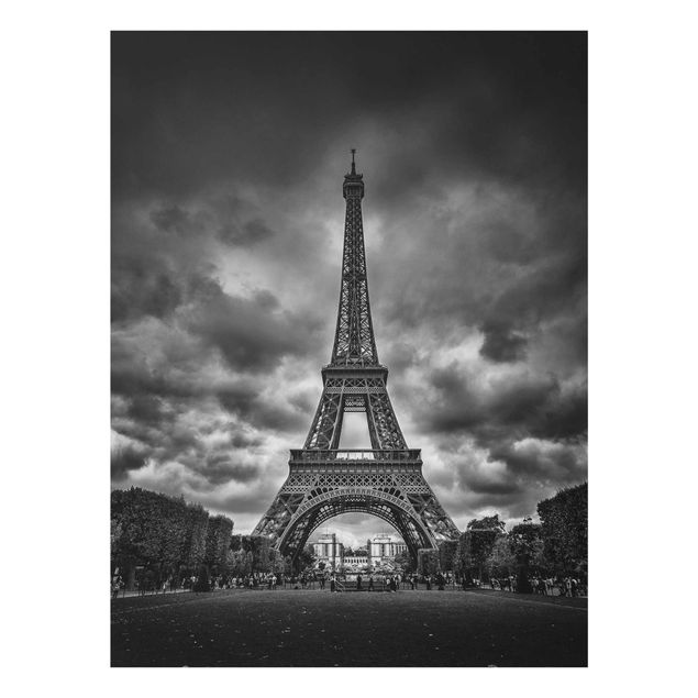 Prints modern Eiffel Tower In Front Of Clouds In Black And White
