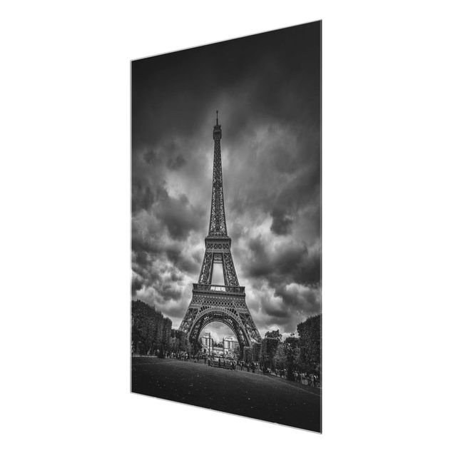 Skyline wall art Eiffel Tower In Front Of Clouds In Black And White