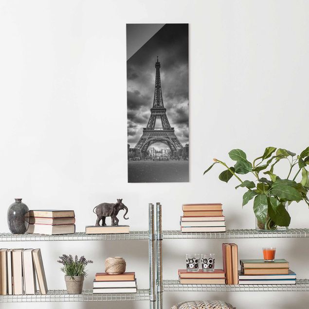 Paris art prints Eiffel Tower In Front Of Clouds In Black And White