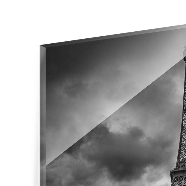 Black and white wall art Eiffel Tower In Front Of Clouds In Black And White