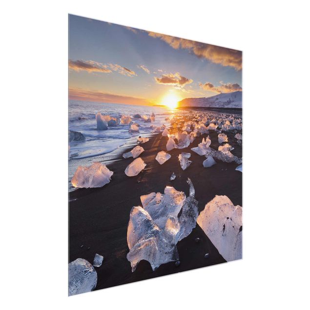 Beach canvas art Chunks Of Ice On The Beach Iceland