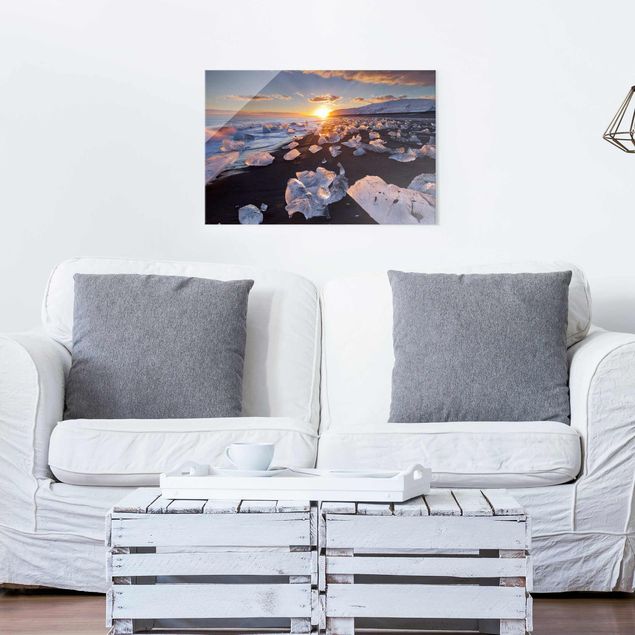 Landscape canvas prints Chunks Of Ice On The Beach Iceland