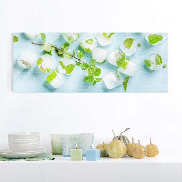 Contemporary art prints Ice Cubes With Mint Leaves