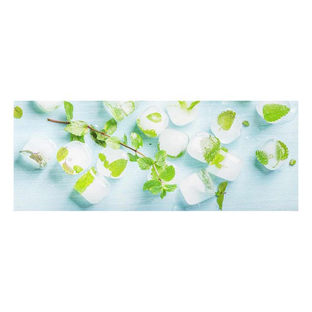 Prints Ice Cubes With Mint Leaves