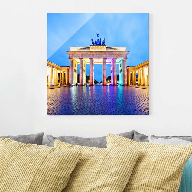 Glass prints Berlin Illuminated Brandenburg Gate