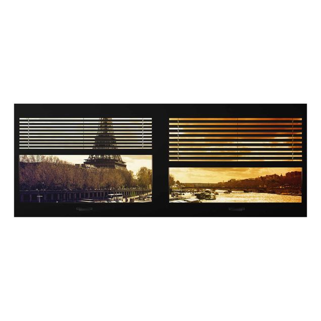 Glass prints architecture and skylines Window View Blinds - Paris Eiffel Tower sunset