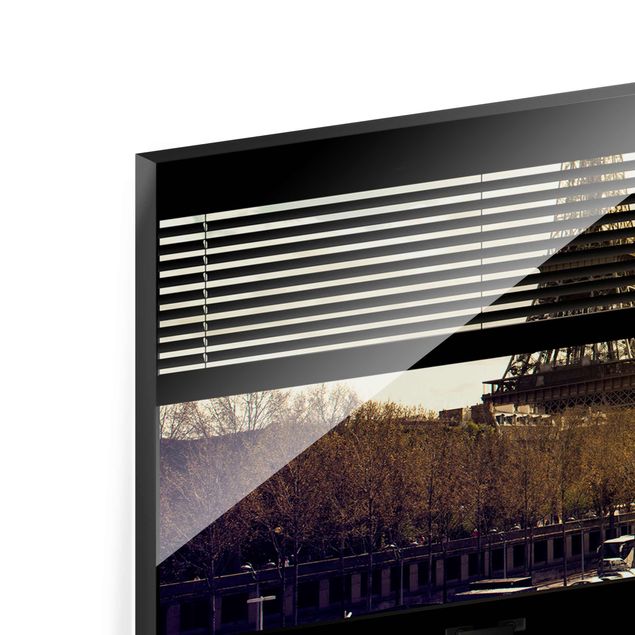 Prints Window View Blinds - Paris Eiffel Tower sunset