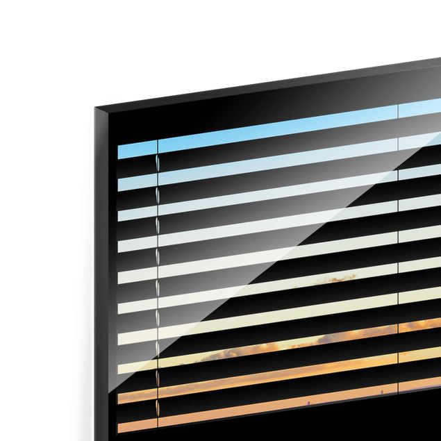 Glas Magnetboard Window View Blinds - Sunrise New York