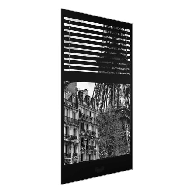 Glass prints architecture and skylines Window view Paris - Near the Eiffel Tower black and white