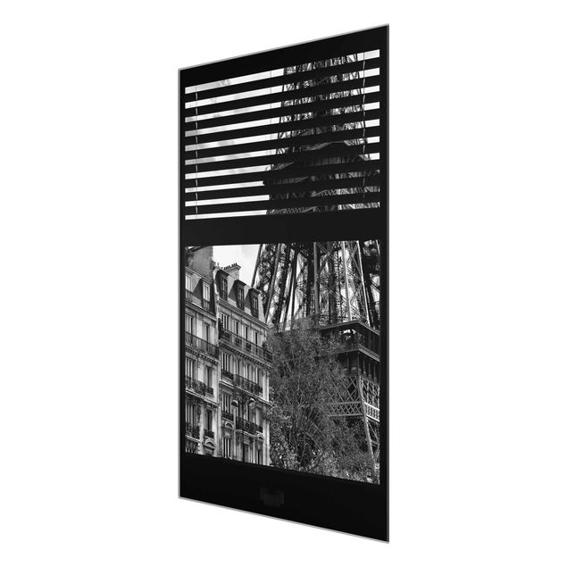 Modern art prints Window view Paris - Near the Eiffel Tower black and white