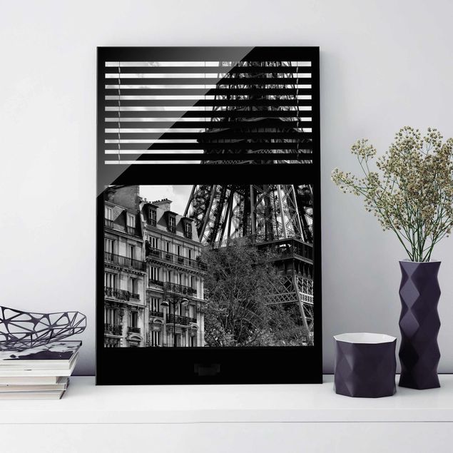 Kitchen Window view Paris - Near the Eiffel Tower black and white