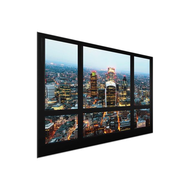 Glass prints architecture and skylines Window view illuminated skyline of London