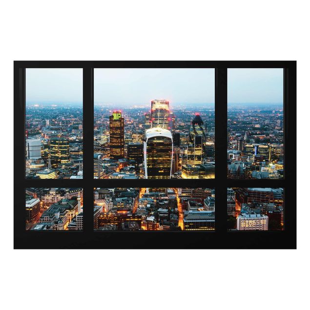 Modern art prints Window view illuminated skyline of London