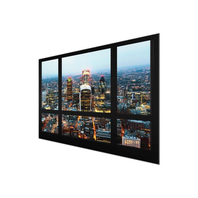 Architectural prints Window view illuminated skyline of London