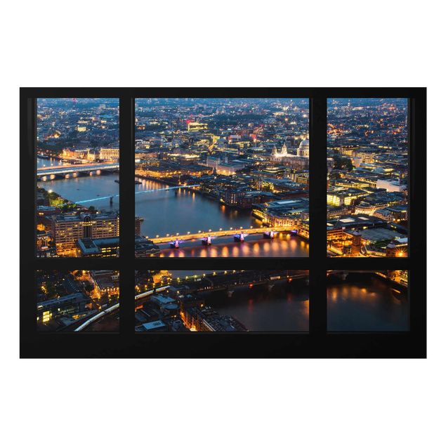 Modern art prints Window view of London's skyline with bridge