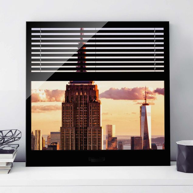 Glass prints New York Window View Blind - Empire State Building New York