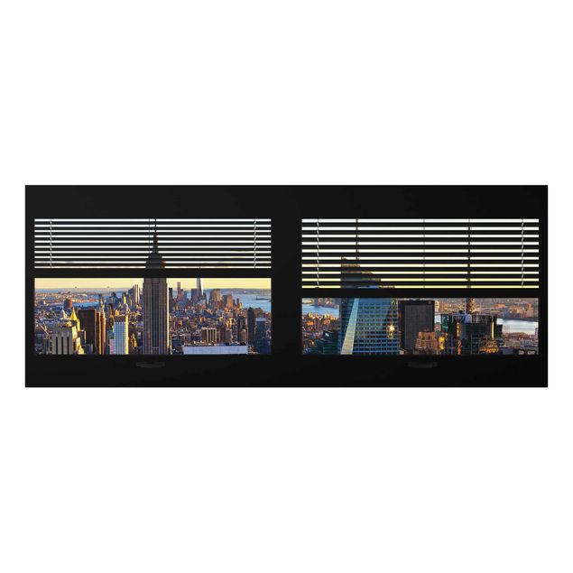Modern art prints Window View Blinds - Manhattan Evening