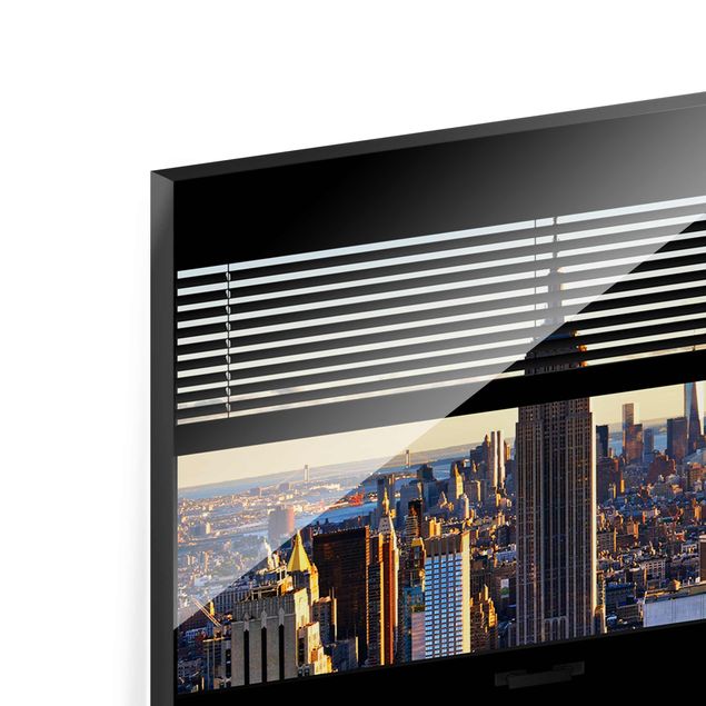 Glas Magnettafel Window View Blinds - Manhattan Evening