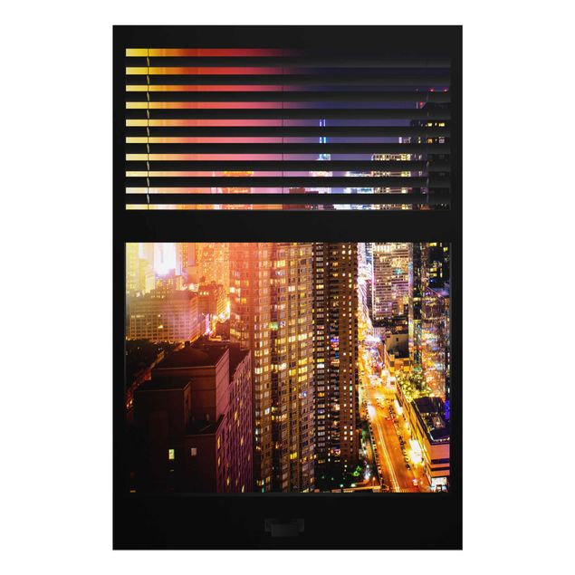 Contemporary art prints Window View Blinds - Manhattan at night