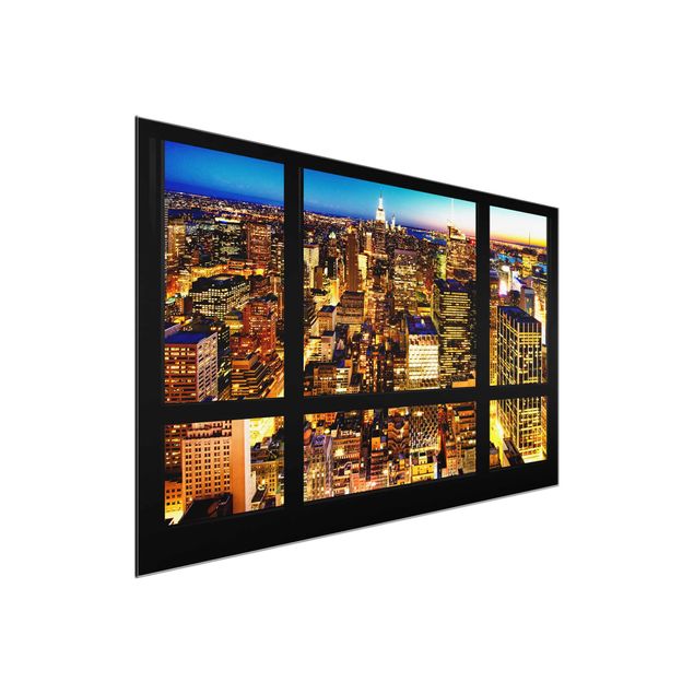 Glass prints architecture and skylines Window view New York at night