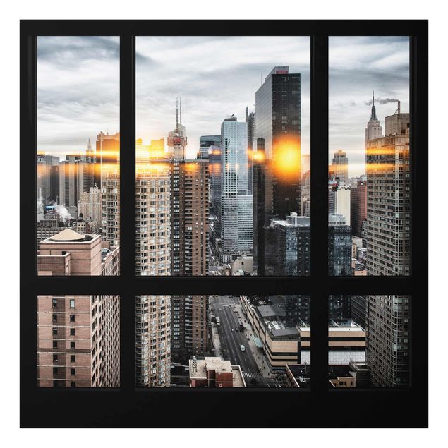 Contemporary art prints Windows Overlooking New York With Sun Reflection