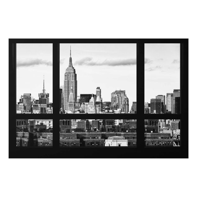 Glass prints black and white Window Manhattan Skyline black-white