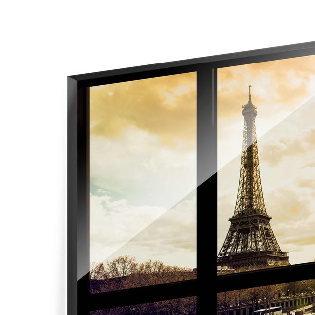 Prints Window view - Paris Eiffel Tower sunset