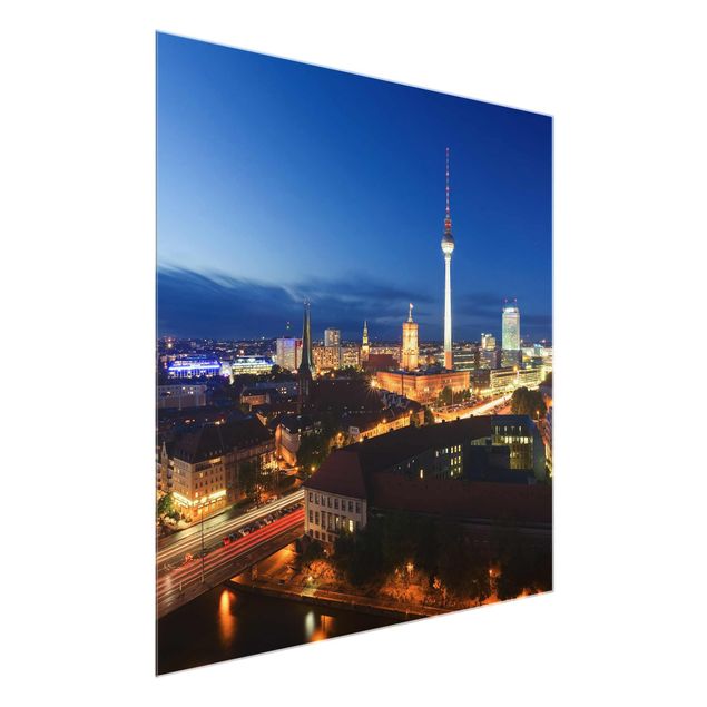Glass prints architecture and skylines TV Tower At Night