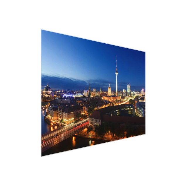 Glass prints architecture and skylines TV Tower At Night