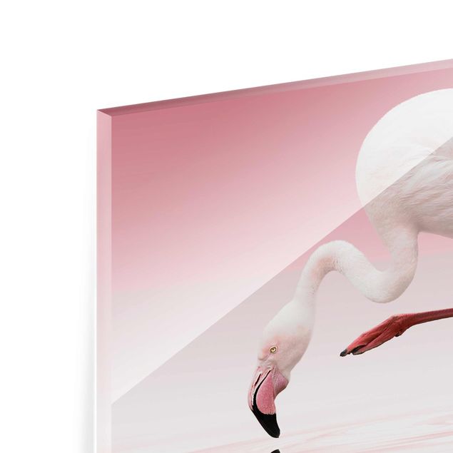 Glas Magnetboard Flamingo Dance