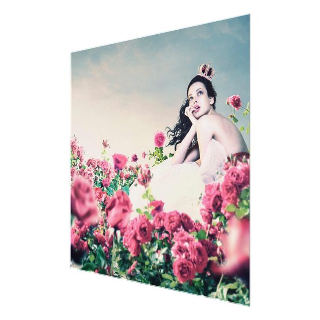 Prints pink Woman In The Rose Field