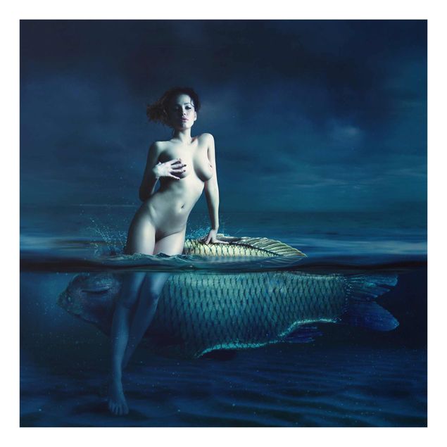 Glass prints pieces Nude With Fish