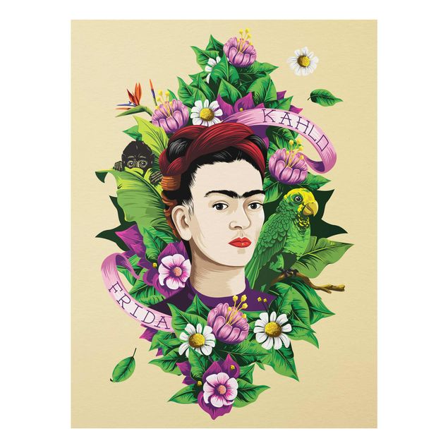 Frida Kahlo art Frida Kahlo - Frida, Äffchen und Papagei