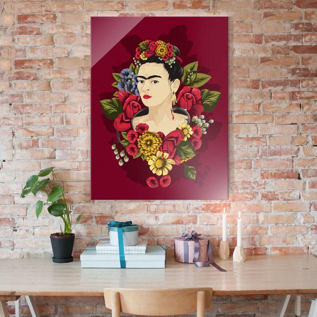 Glass prints rose Frida Kahlo - Roses