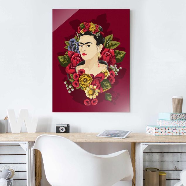 Glass prints flower Frida Kahlo - Roses