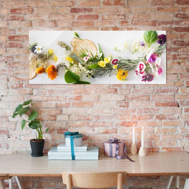 Prints floral Fresh Herbs With Edible Flowers