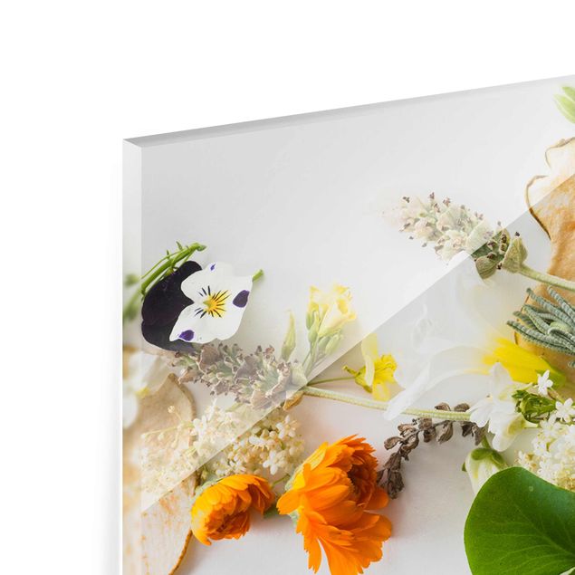 Magnettafel Glas Fresh Herbs With Edible Flowers