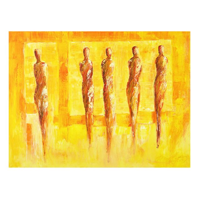 Yellow canvas wall art Petra Schüßler - Five Figures In Yellow