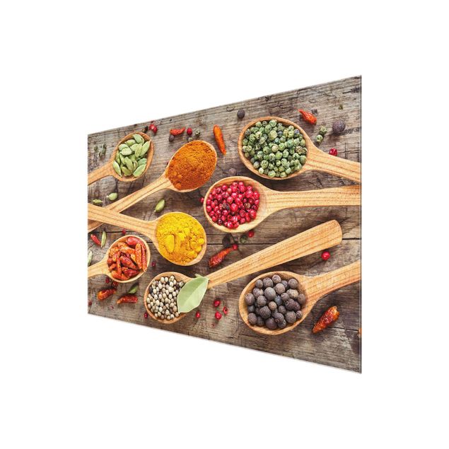 Glas Magnetboard Spices On Wooden Spoon