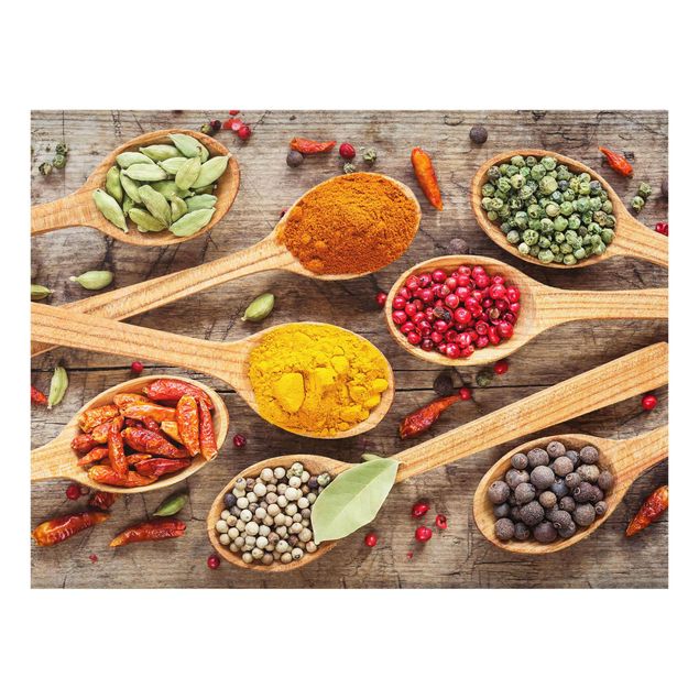 Prints Spices On Wooden Spoon