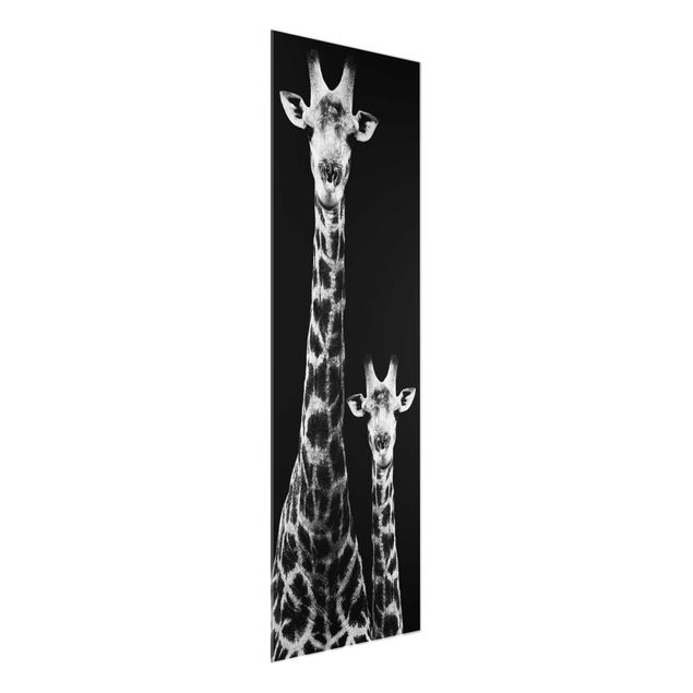 Glass prints pieces Giraffe Duo black & white
